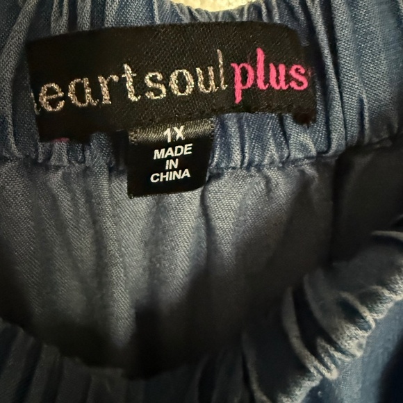 HeartSoul Embroidered Chambray Top Plus Size 1X Boho - Picture 9 of 11